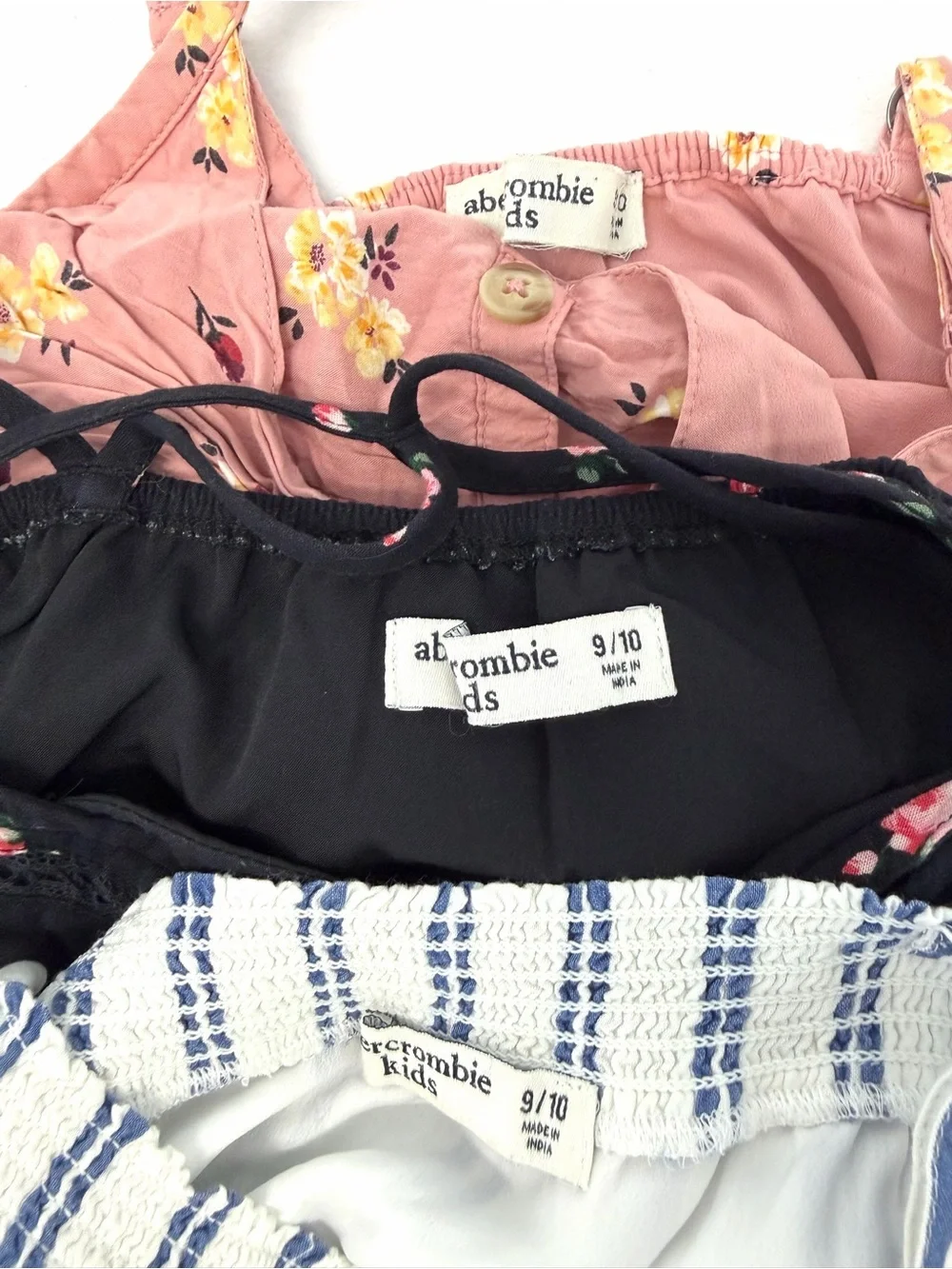 Abercrombie Kids Girls Top Lot Size 9/10 Floral Striped Summer Shirts Cami 3pc